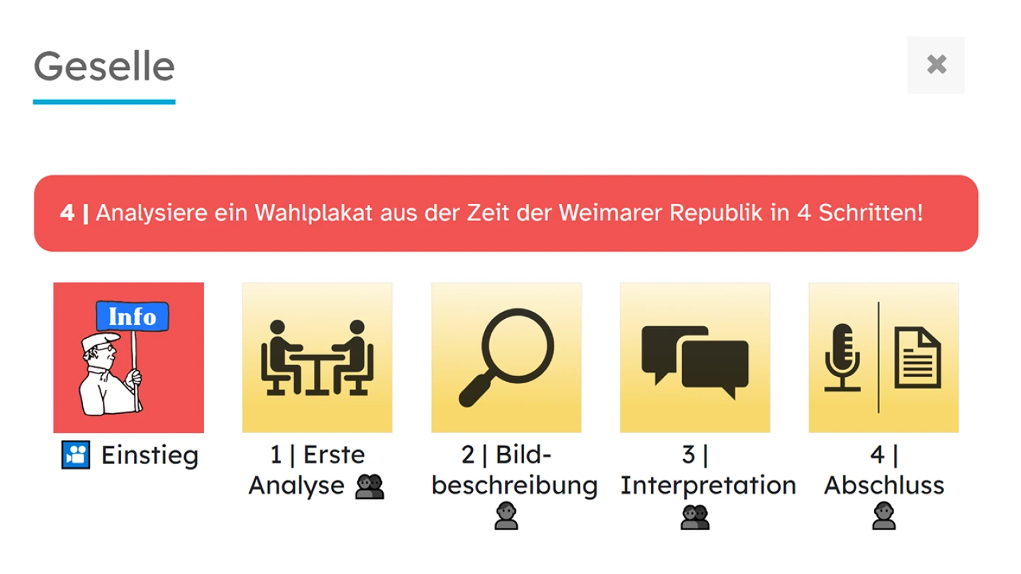 Screenshot: Navigation im Abschnitt 4 "Geselle"