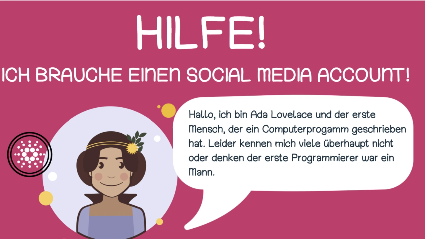 Ada, die um Hilfe bei der Erstellung ihres Accounts bittet