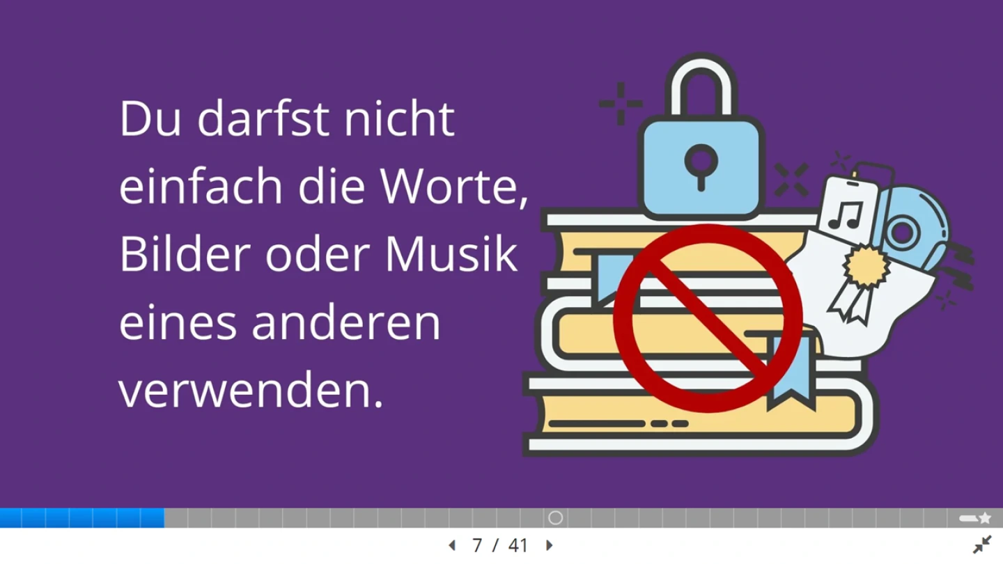 Du darfst nicht einfach Worte, Bilder oder Musik verwenden.
